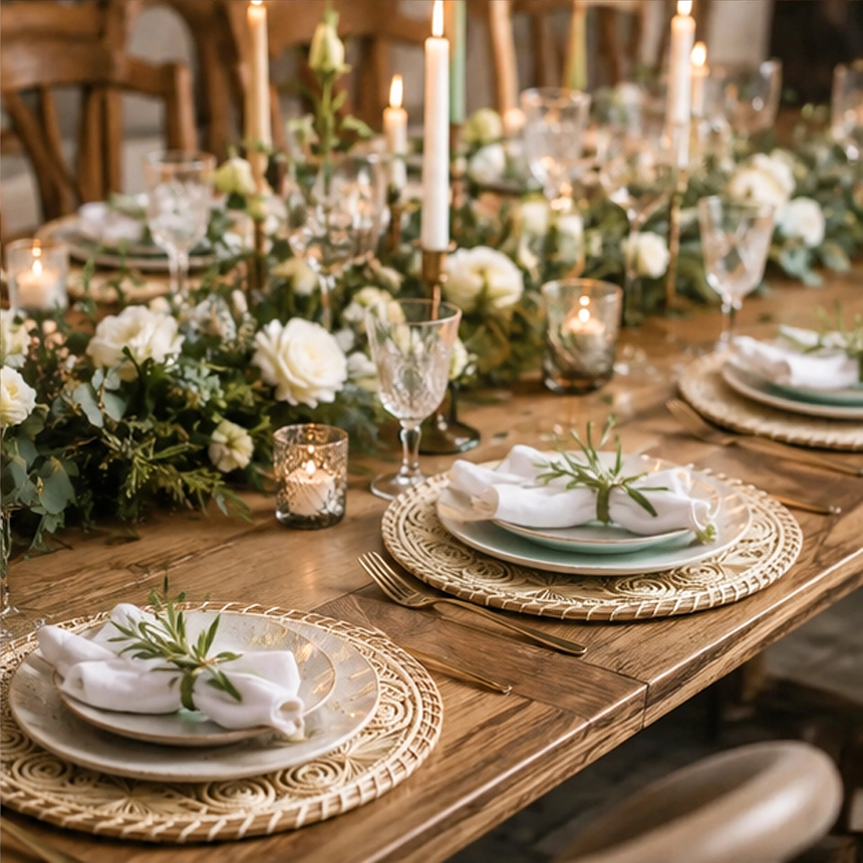 mirage orange charger plate in formal event tablescape