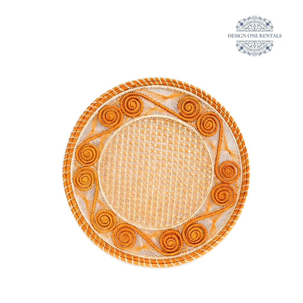 mirage orange charger plate in white background