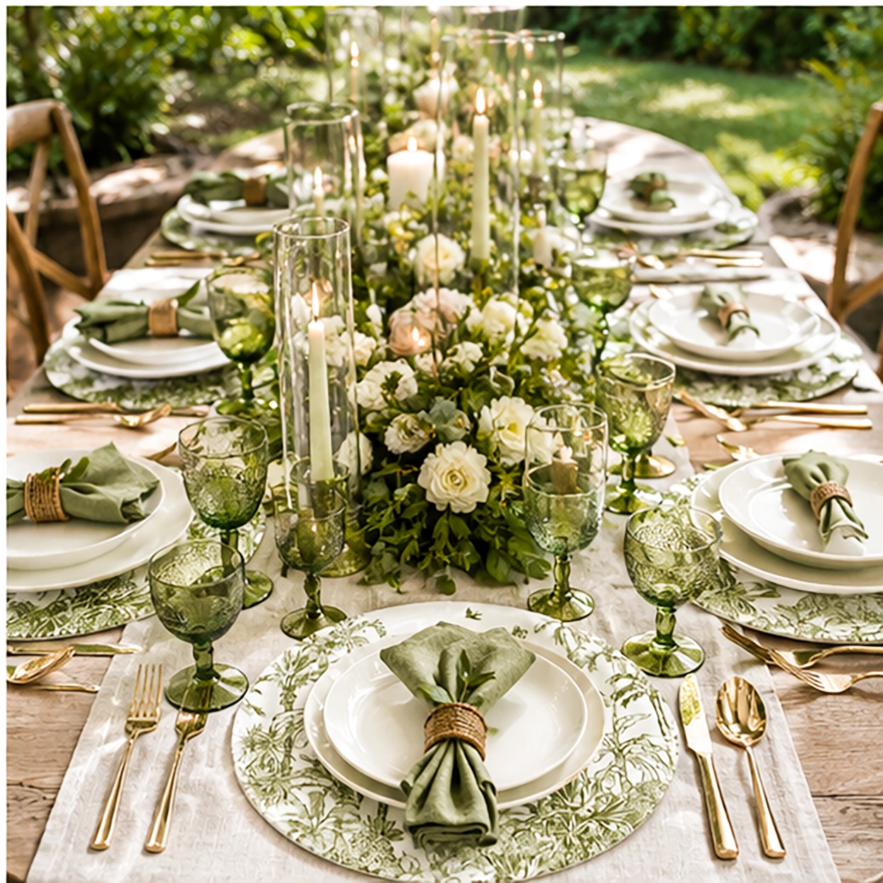palm beach sage charger plate in a formal event tablescape