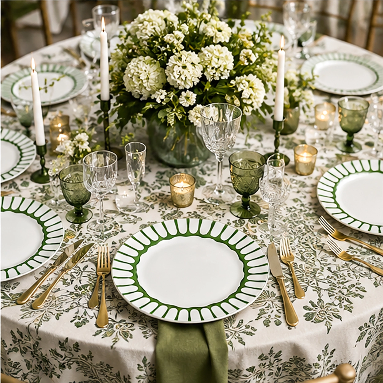 palm verde charger plate in a formal event tablescape