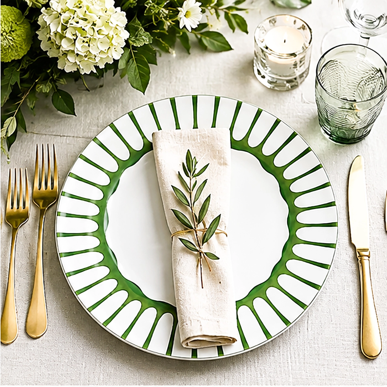palm verde charger plate in a wedding reception tablescape