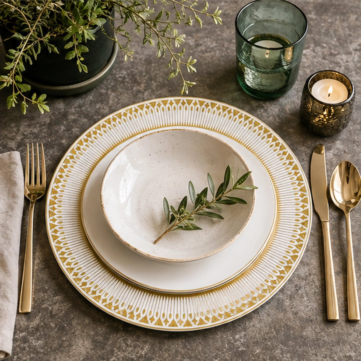 paris lilac charger plate in elegant dining setting