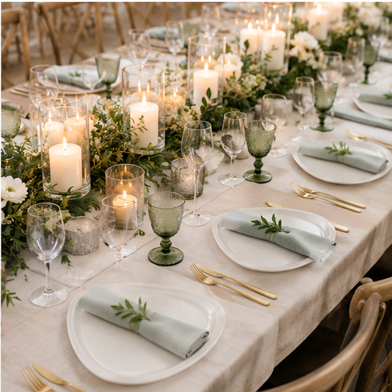 tear drop charger plate in formal event tablescape
