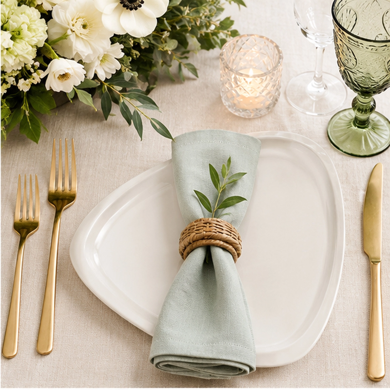 tear drop charger plate in wedding reception tablescape