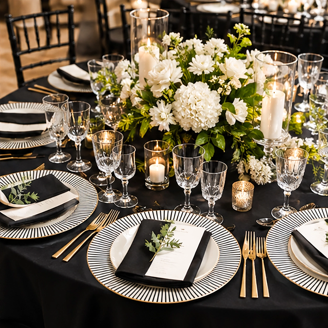 the classic charger plate in formal event tablescape