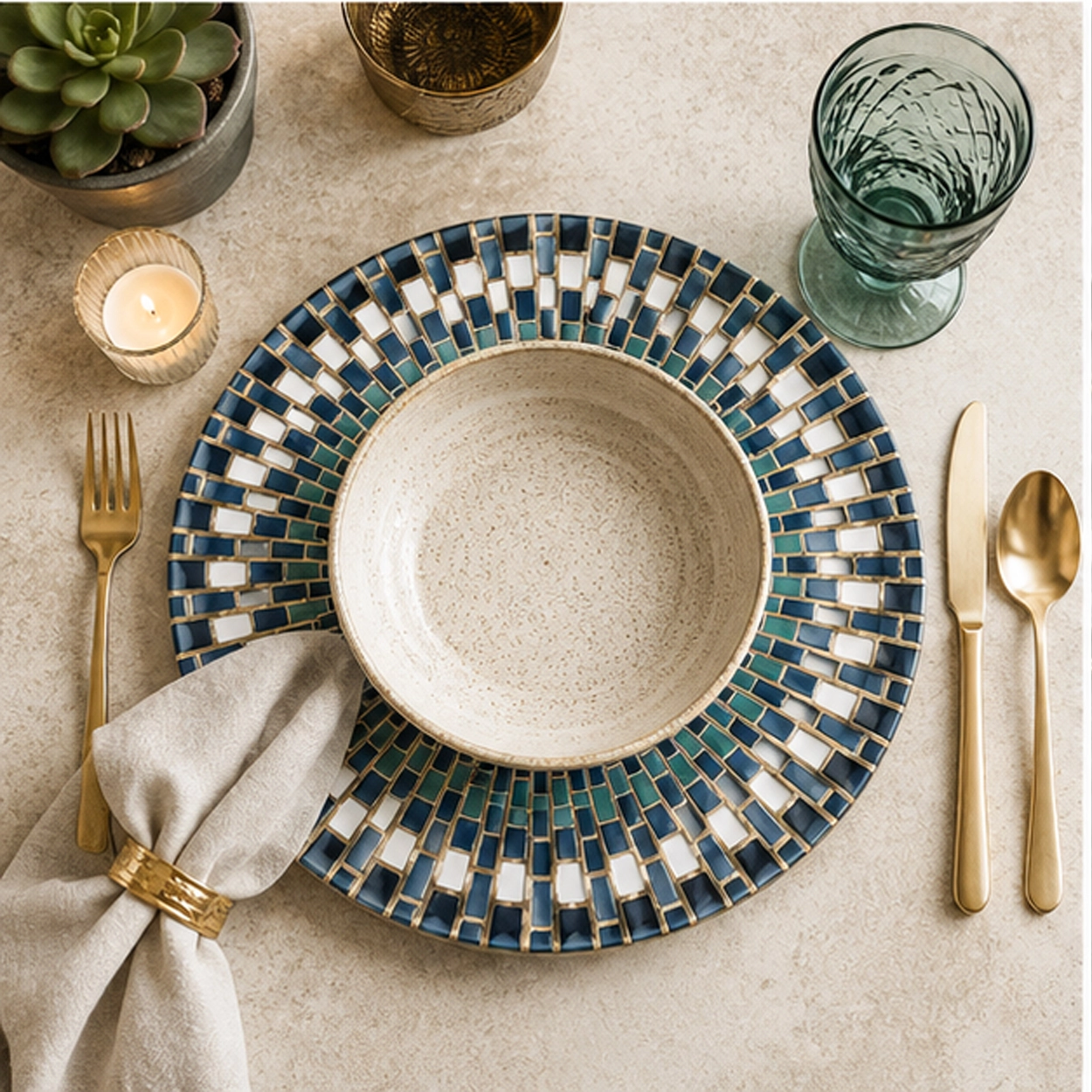 the mosaic in a fine dining setting
