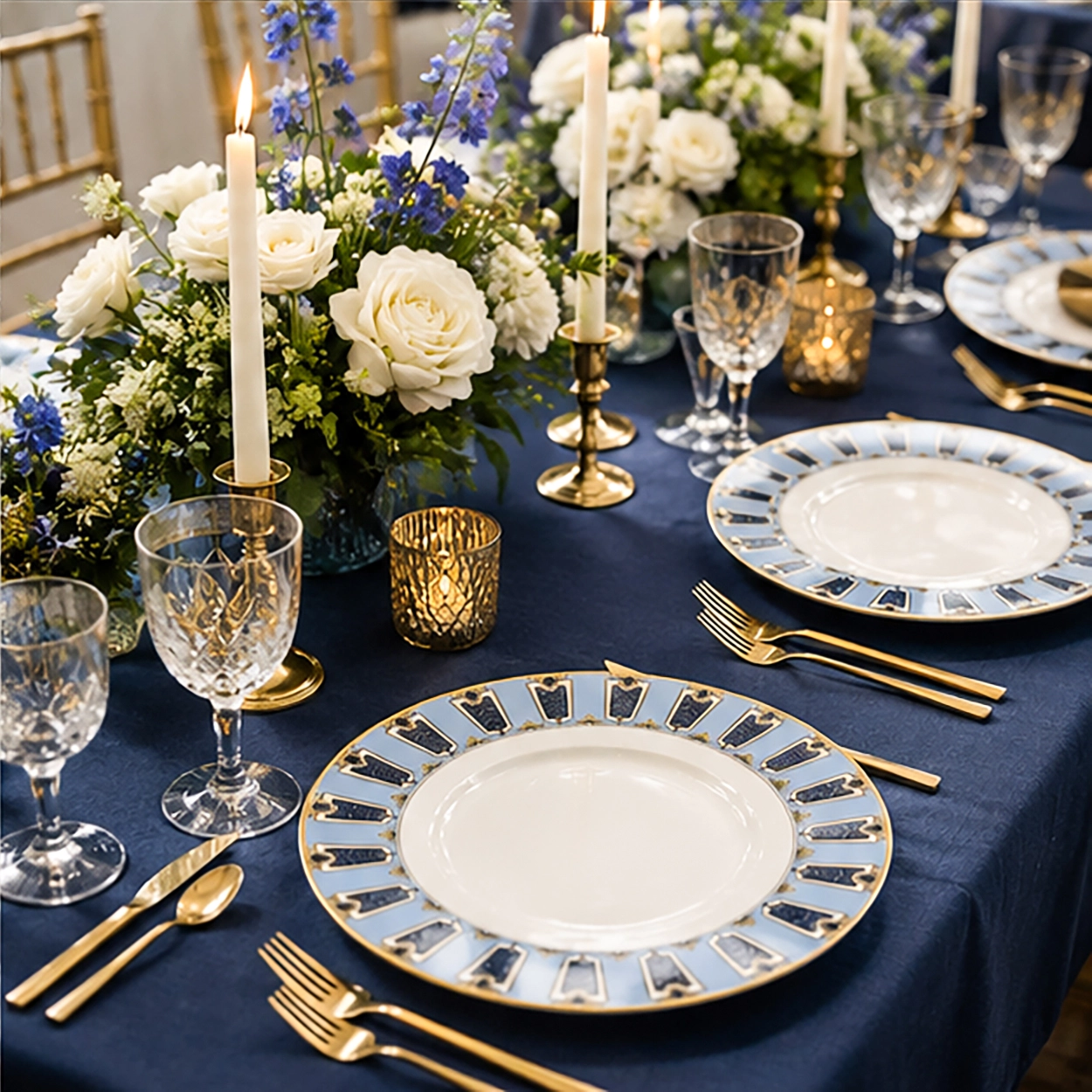 the palazzo charger plate in formal event tablescape