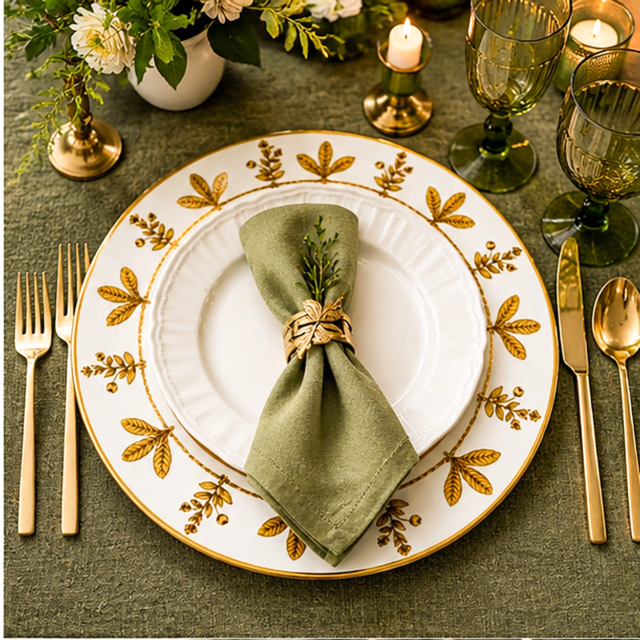 the sigal charger plate wedding reception tablescape