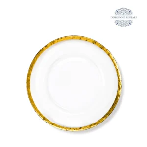 thin gold rim charger plate in white background
