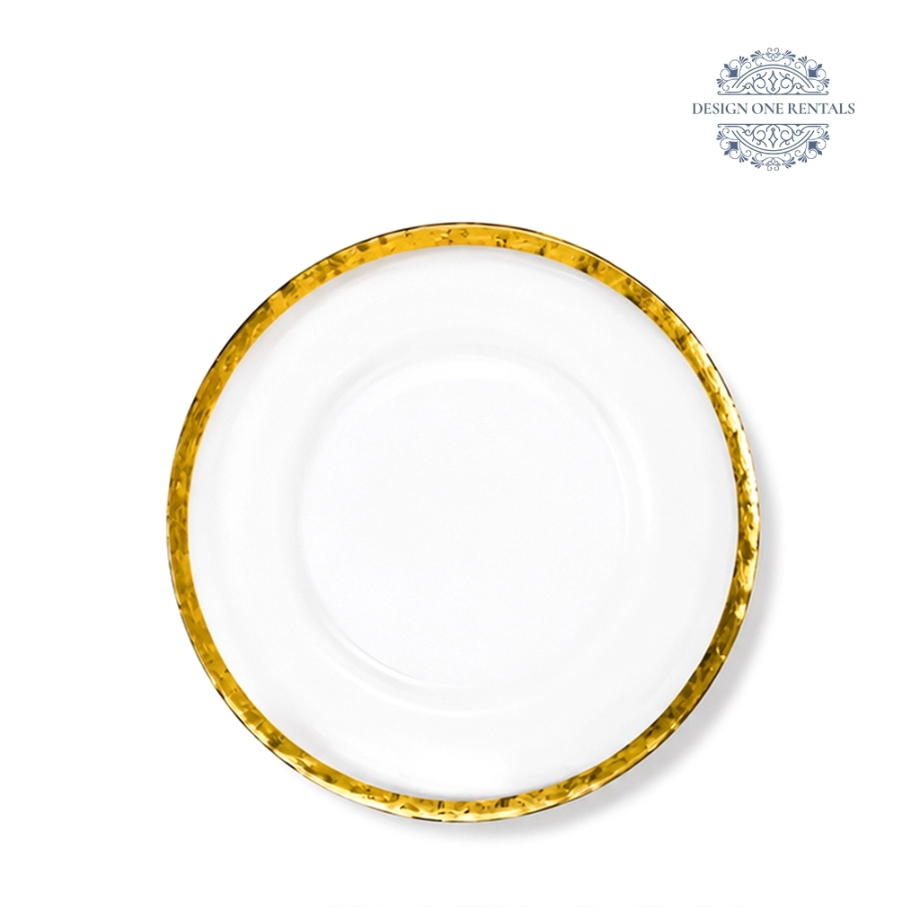 thin gold rim charger plate in white background