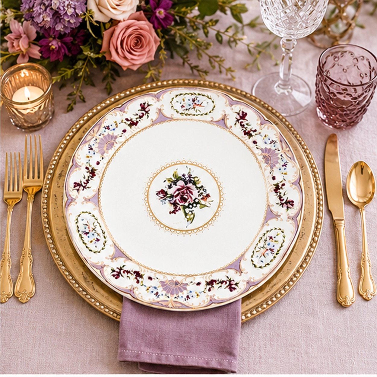 versaille charger plate in fine dining setting