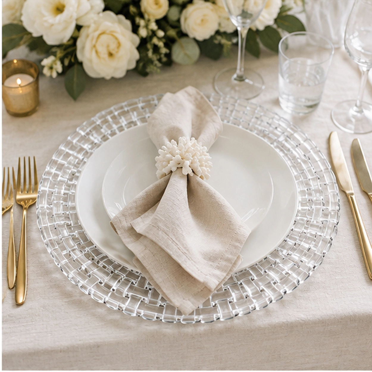 vetri charger plate in wedding reception tablescape