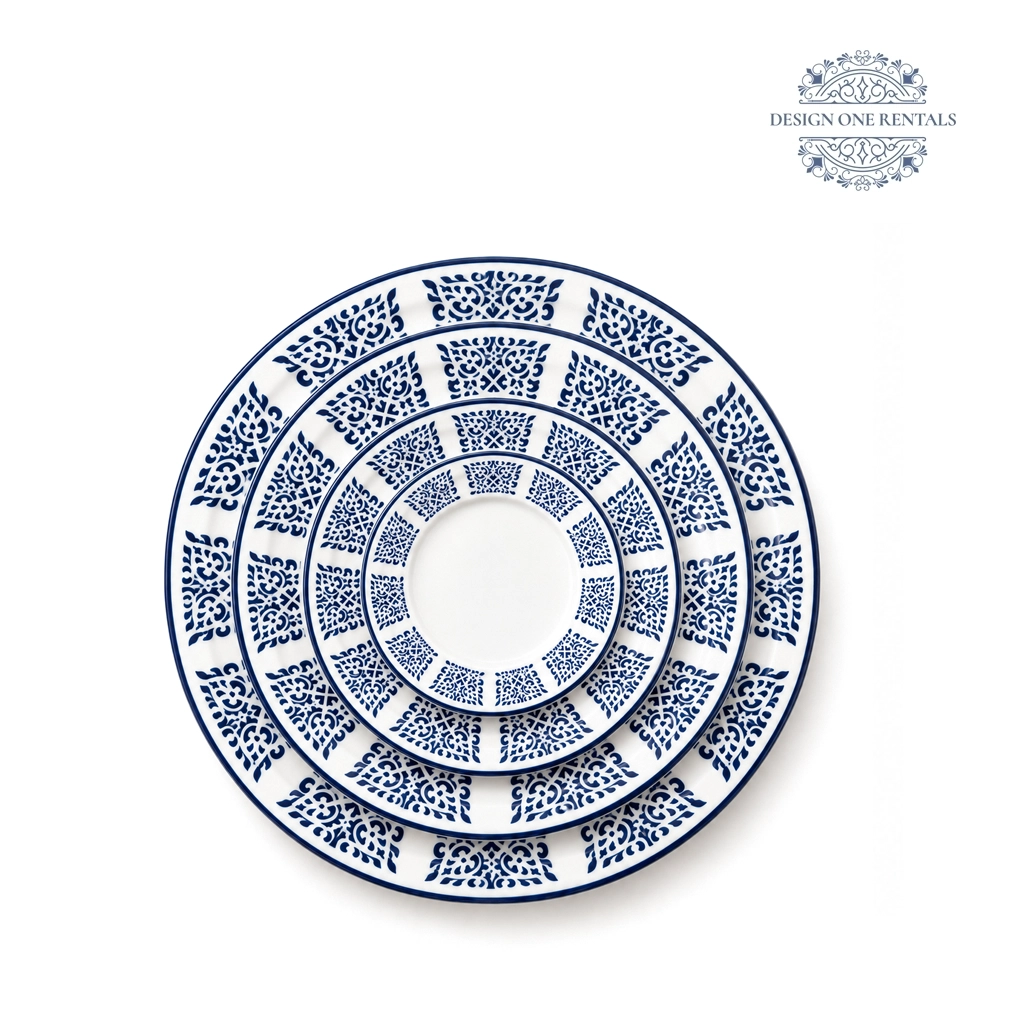 Canyon Navy Collection China Set in white background