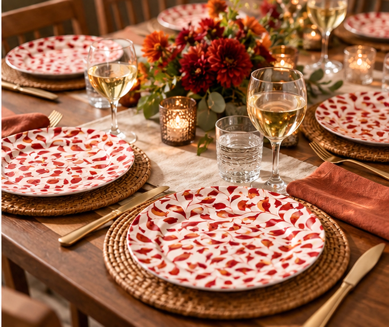 autumn leaf 11inch china plate in formal event tablescape