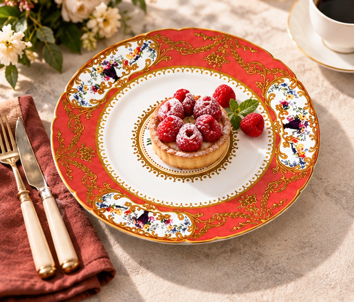 baroque rose china collection in unique table setting