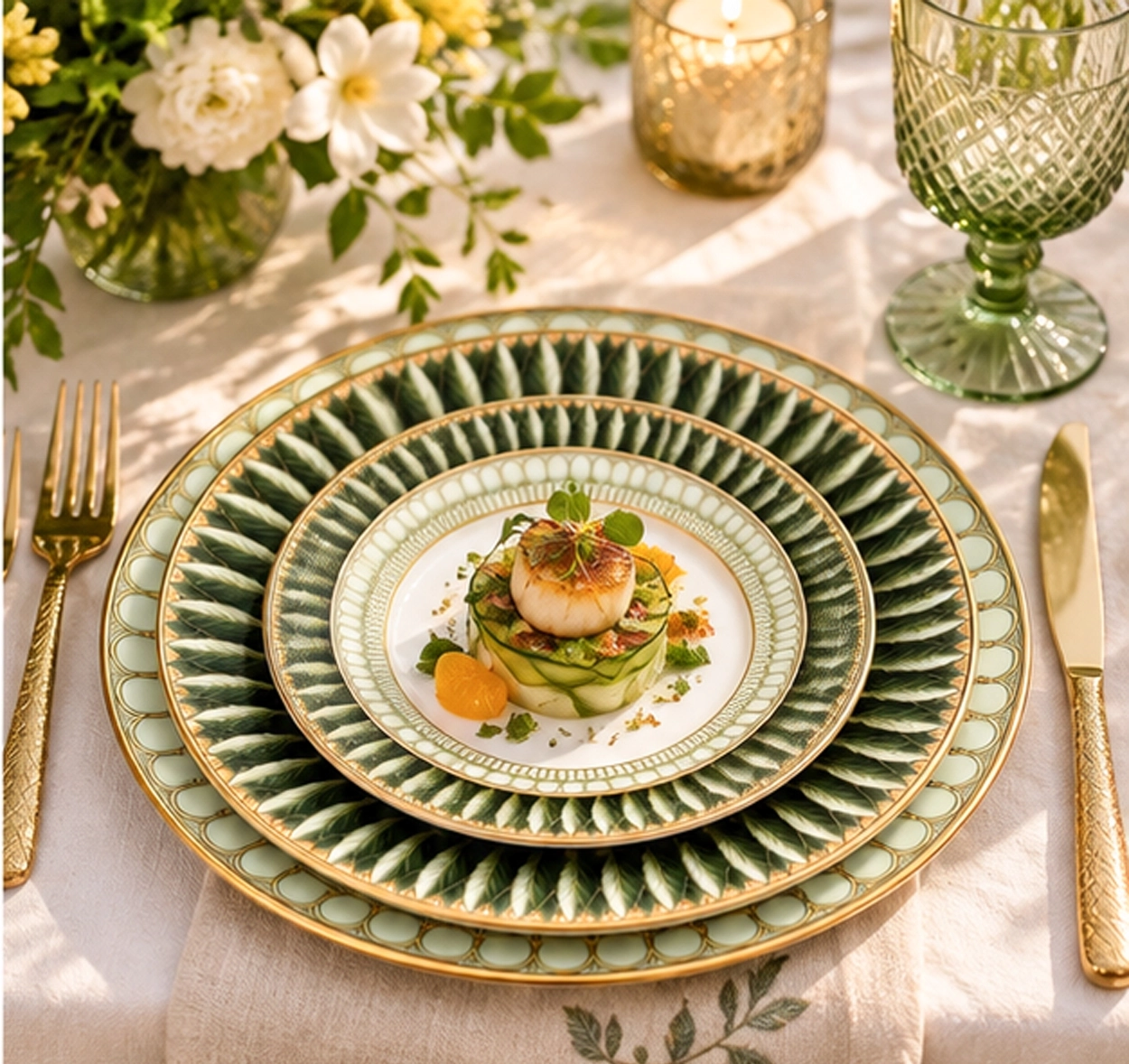 botanica collection china set wedding reception tablescape