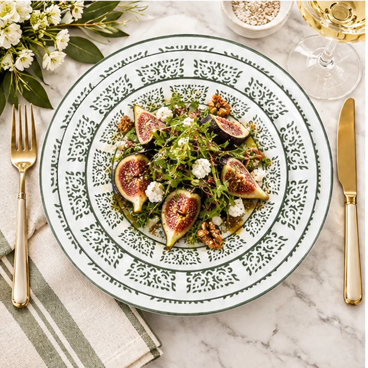 canyon verde collection china set in fine dining table setting