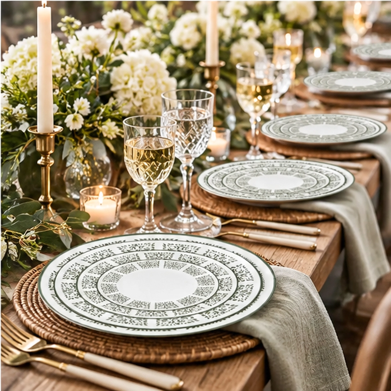 canyon verde collection china set in formal event tablescape