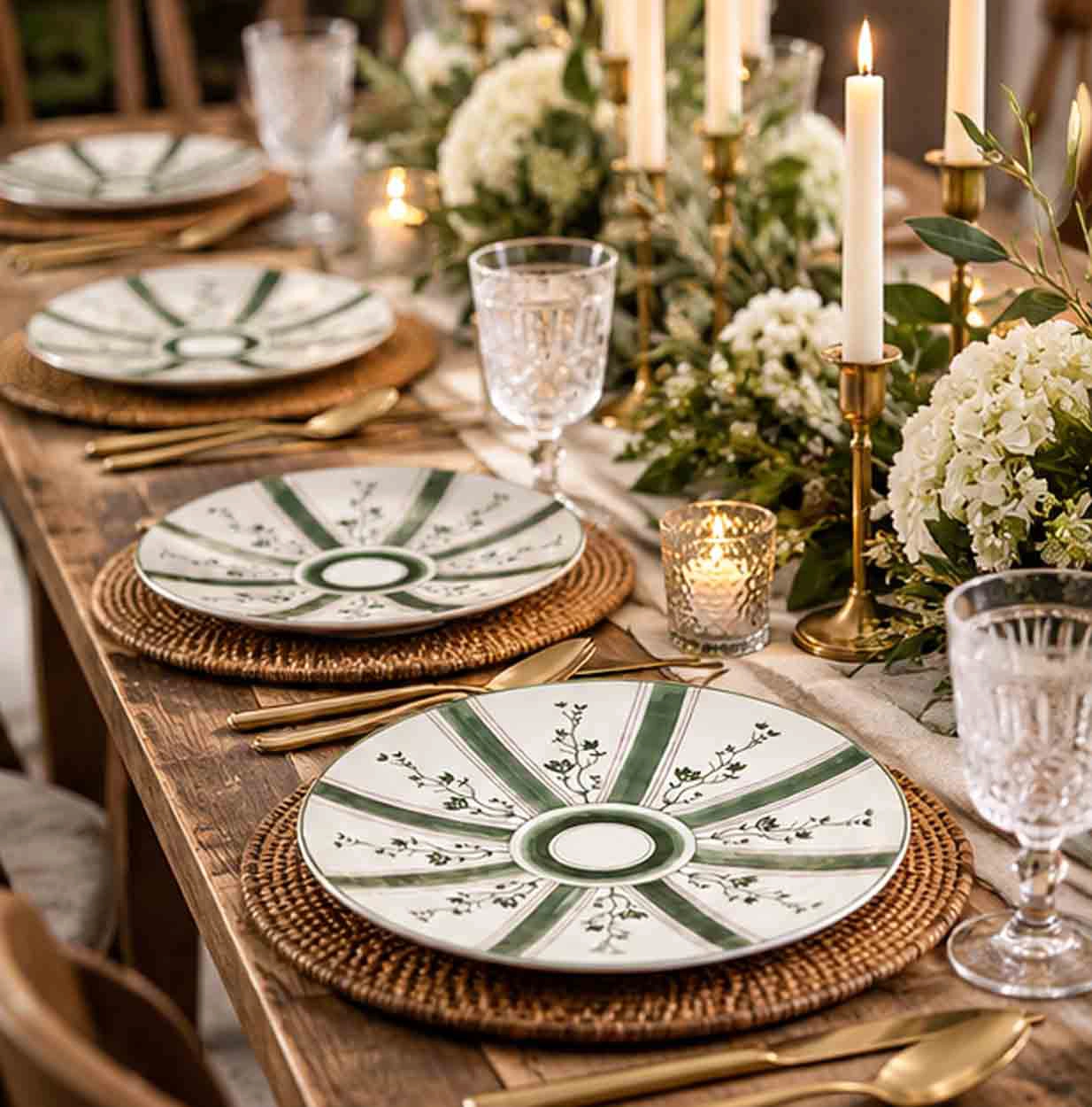 Chantilly Verde China set in formal event tablescape