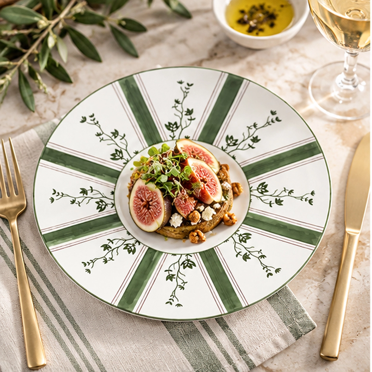 Chantilly Verde China set in wedding reception tablescape