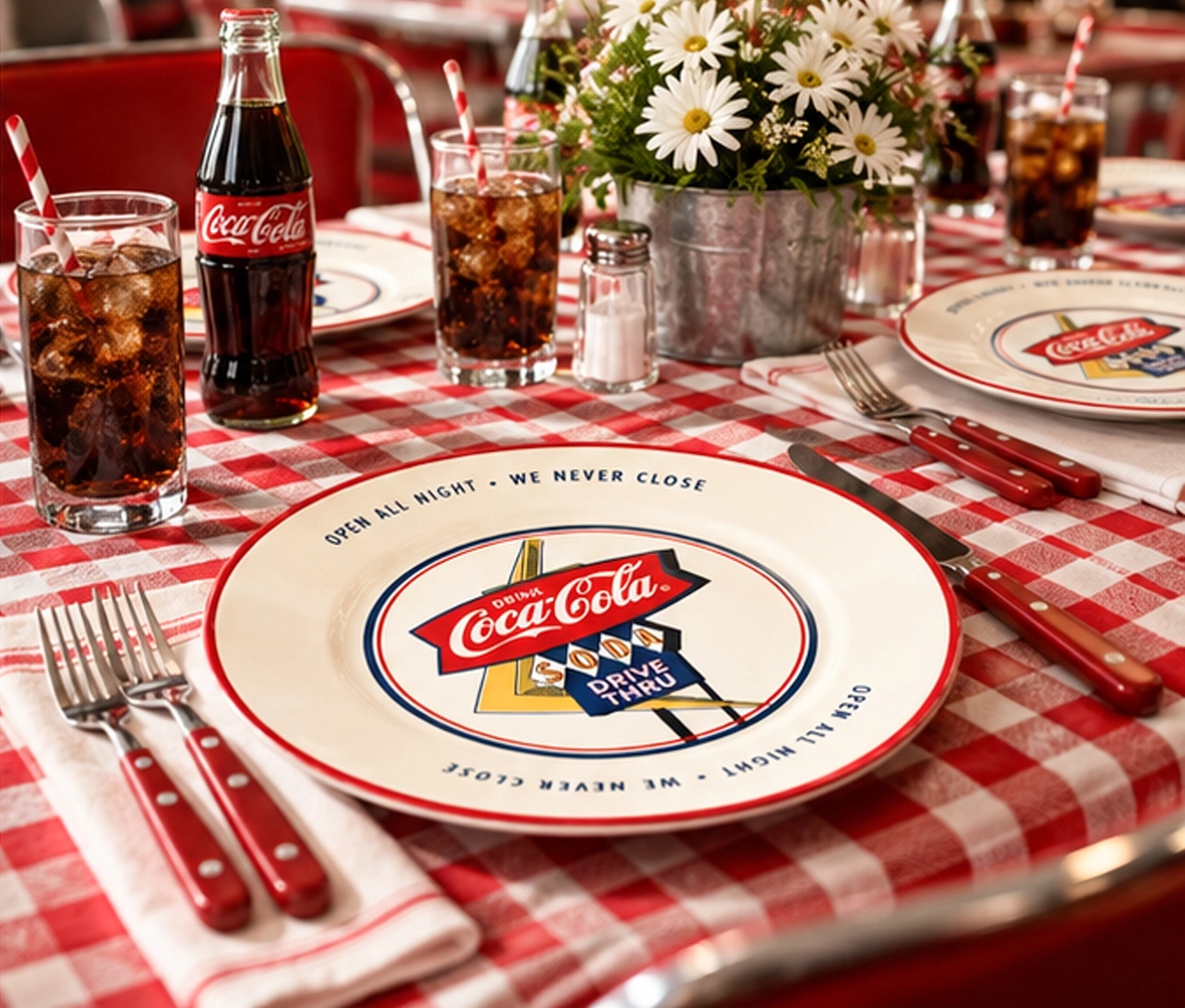 coca colaA 10inch china plate in formal event tablescape