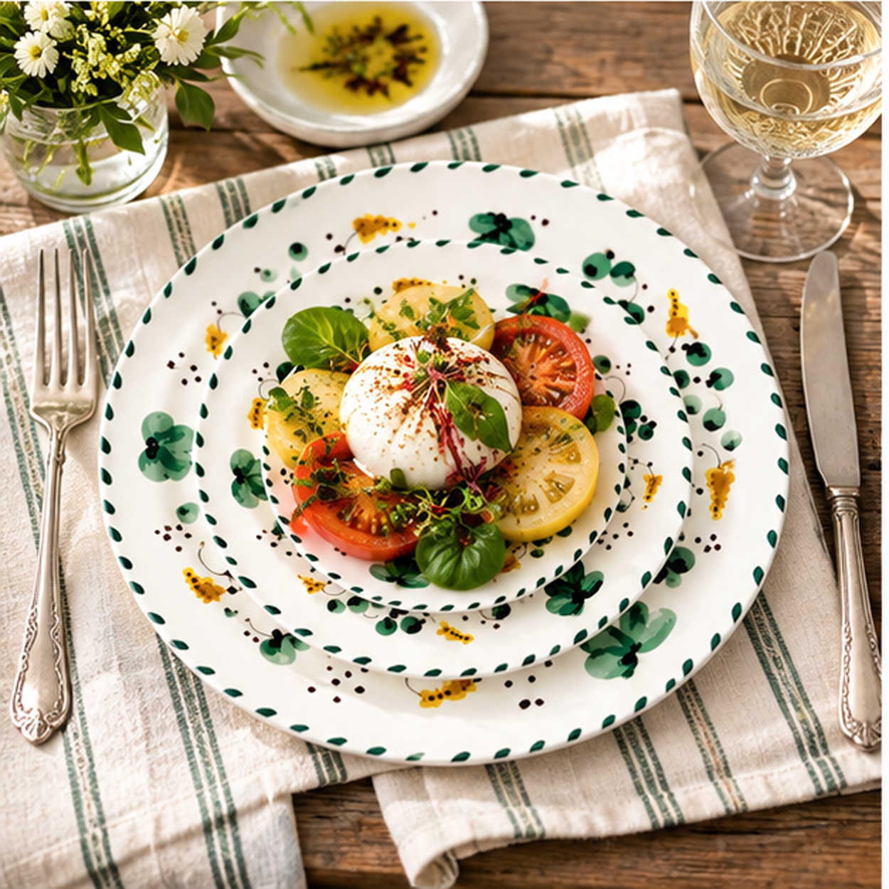Codi Green Collection China sets in fine dining setting