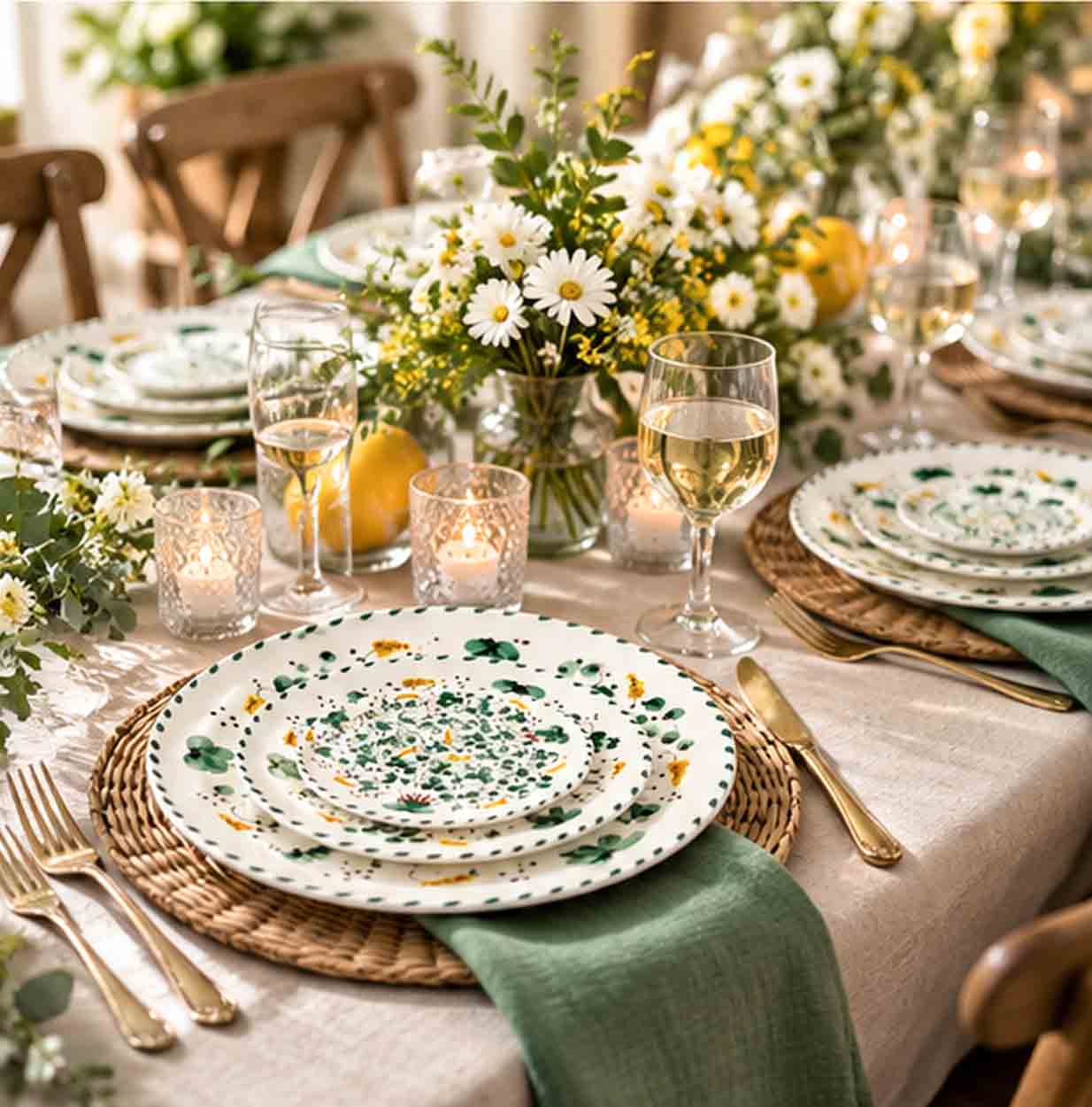 Codi Green Collection China Sets in formal event tablescape