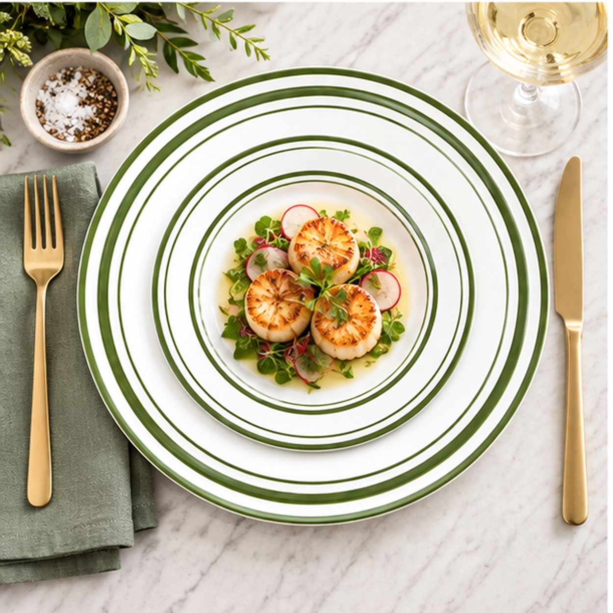 edge verde collection china set in fine dining table setting