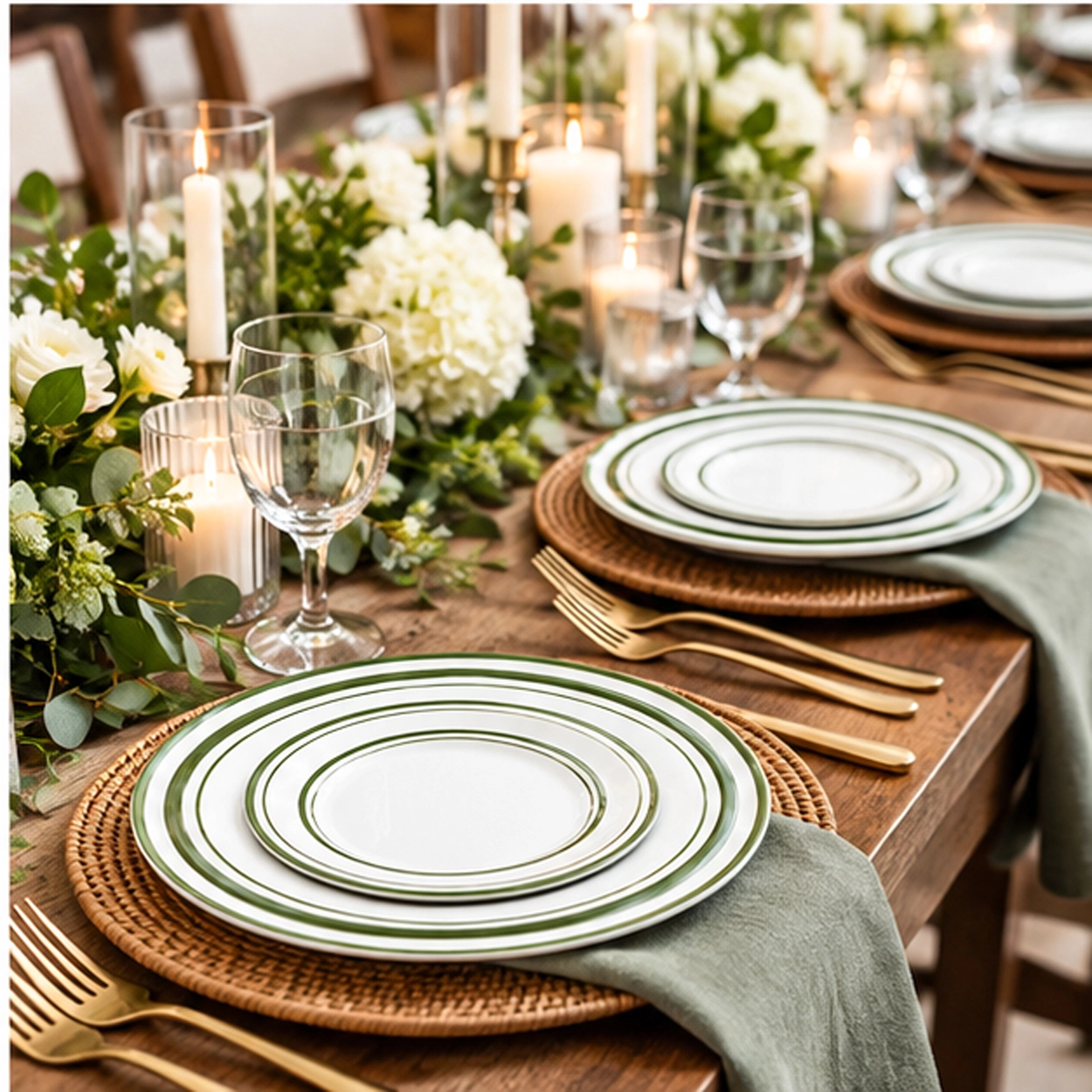 edge verde collection china set in formal event tablescape