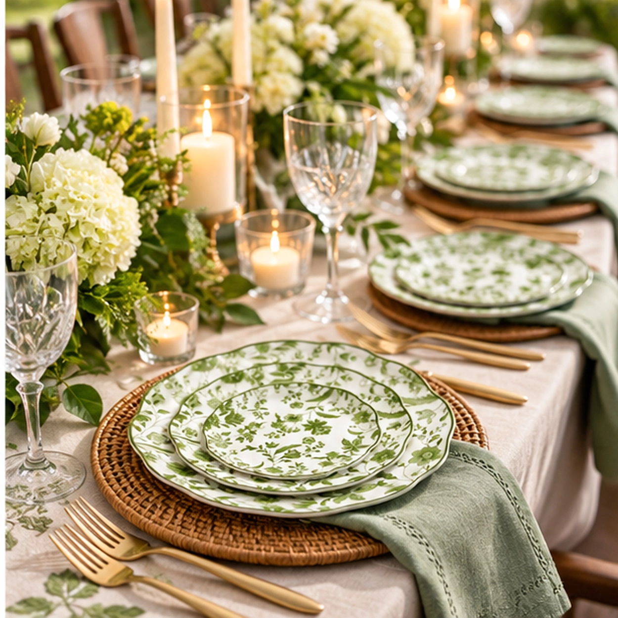 eleanor fern collection china set in formal event tablescape