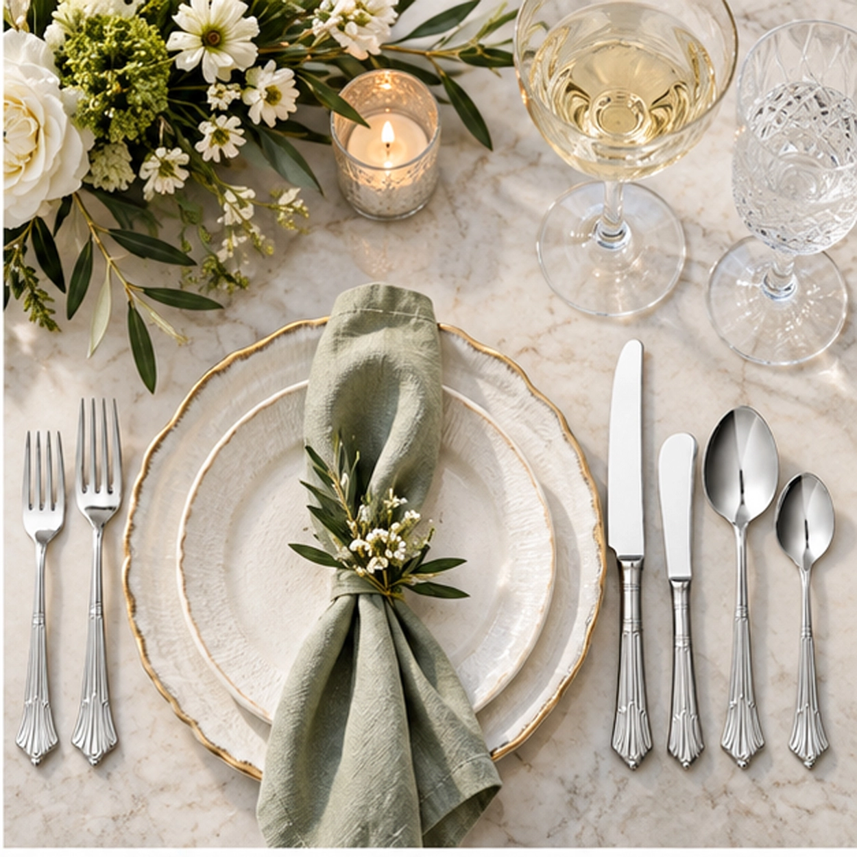 Empire stainless flatware in fine dining setting