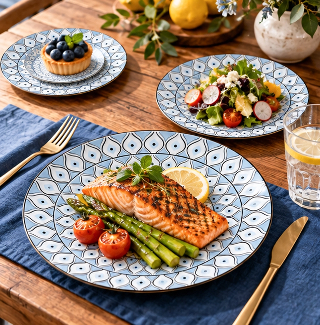 evil eye collection china set in fine dining table setting
