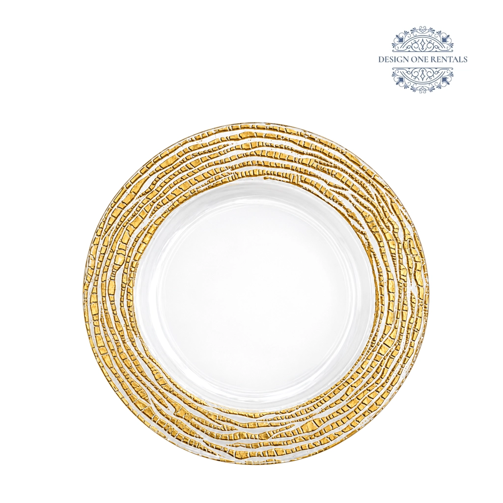 gold wave china plate in white background