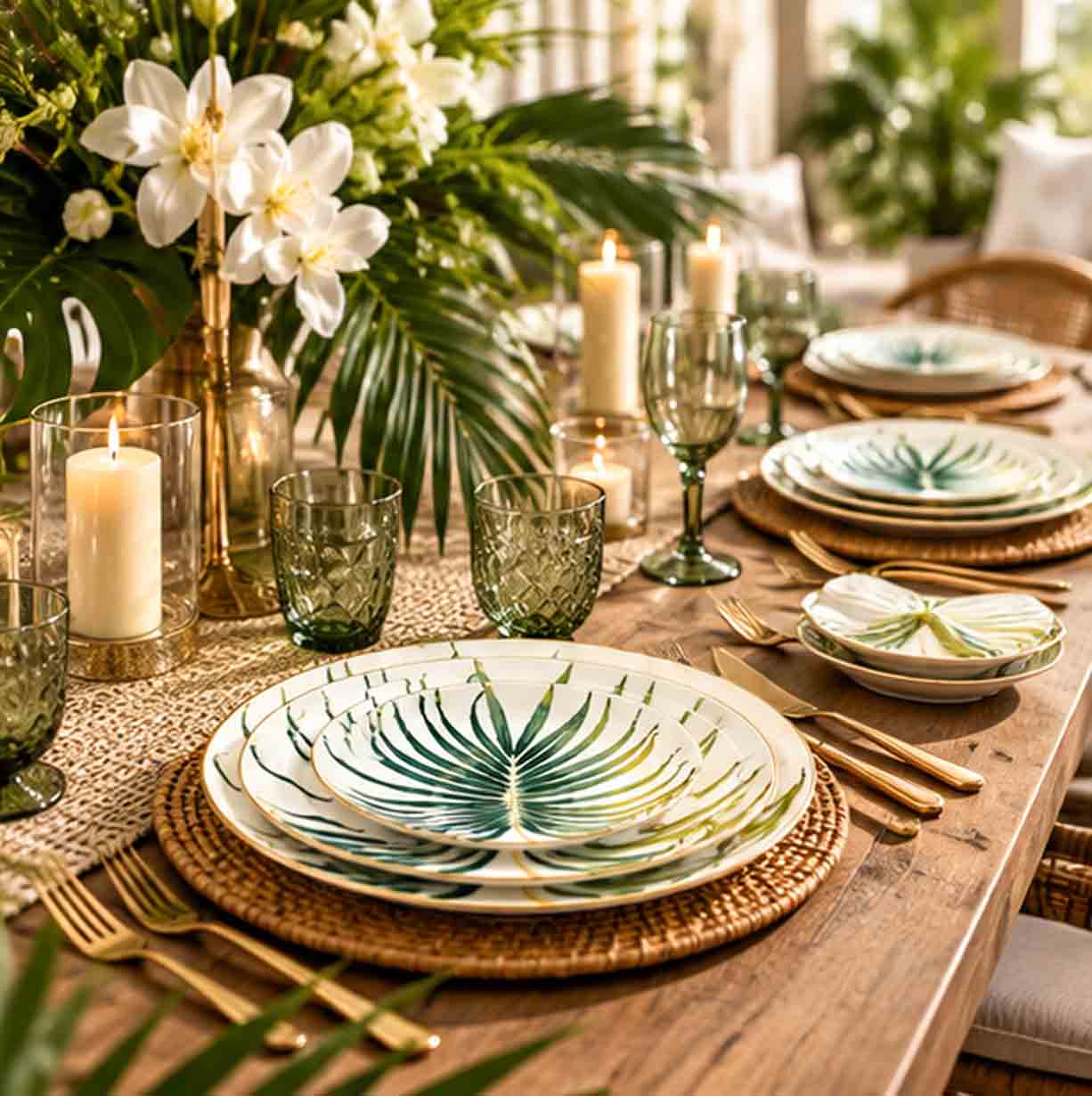 havana plate collection china set in formal event tablescape