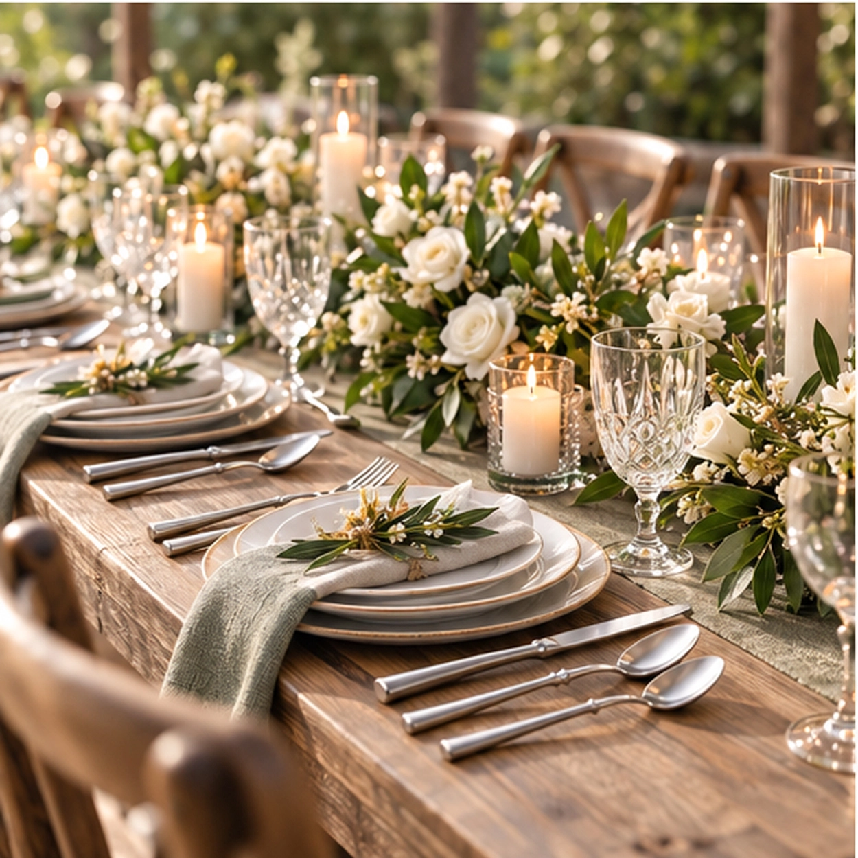 irene silver flatware in formal event tablescape