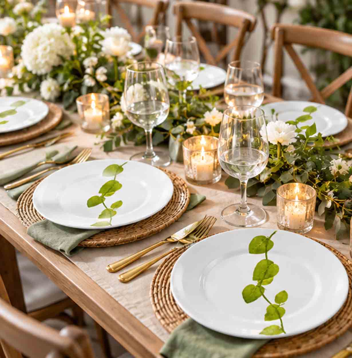 Ivy Leaf Verde china plate in formal event tablescape