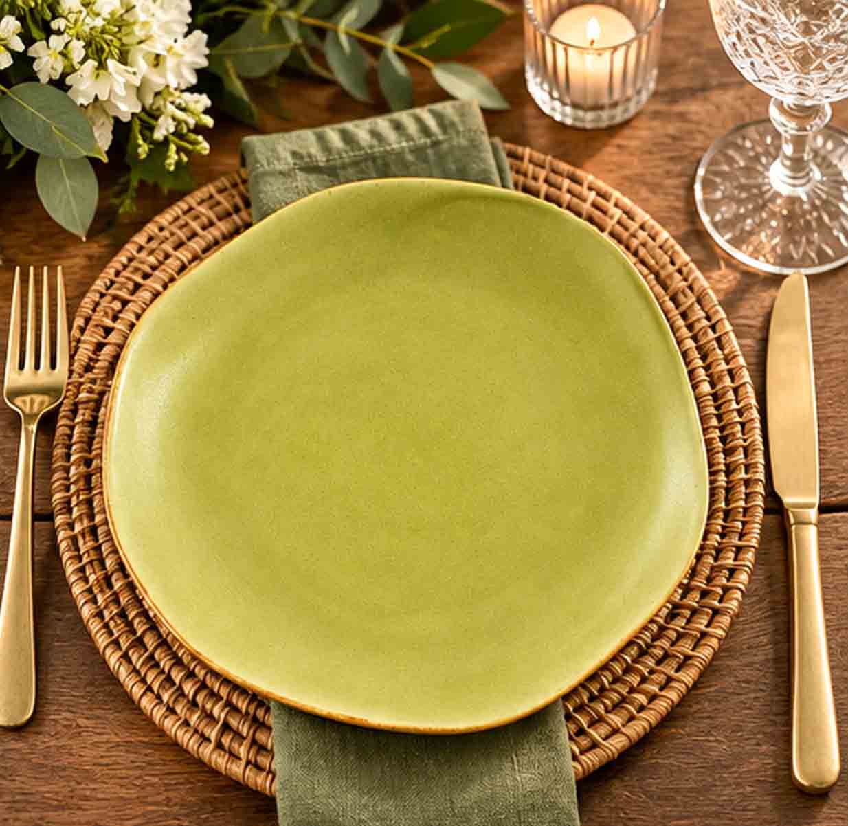 large scallop 10 inch china plate tropical botanical tablescape