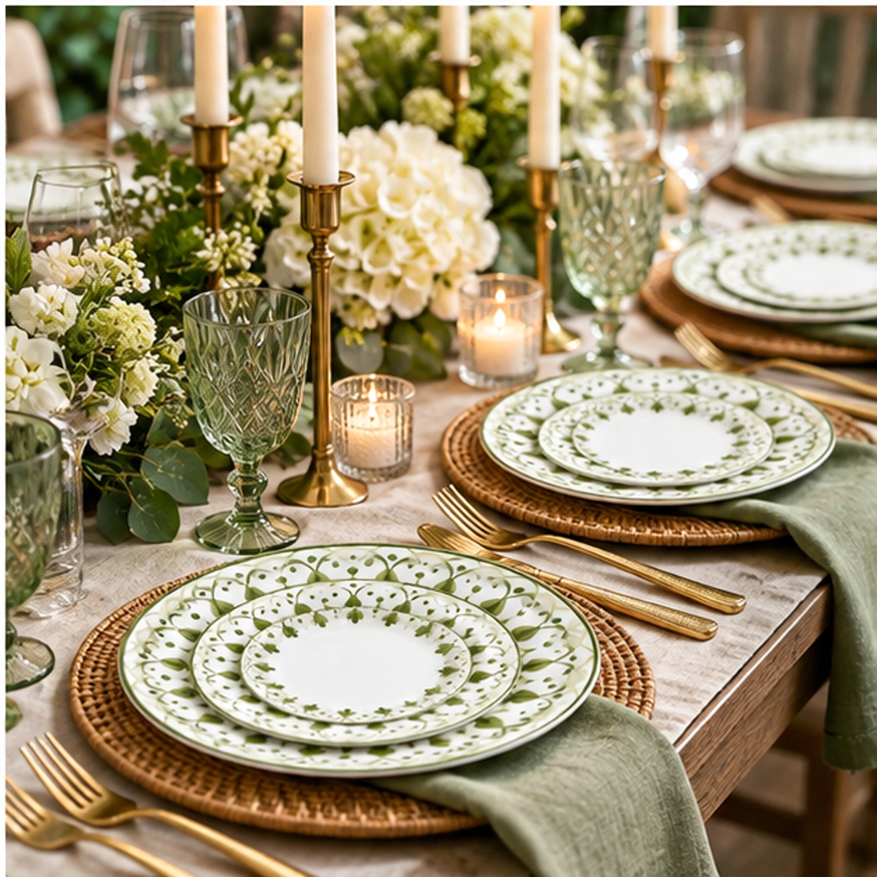 linea verde collection china set formal event tablescape