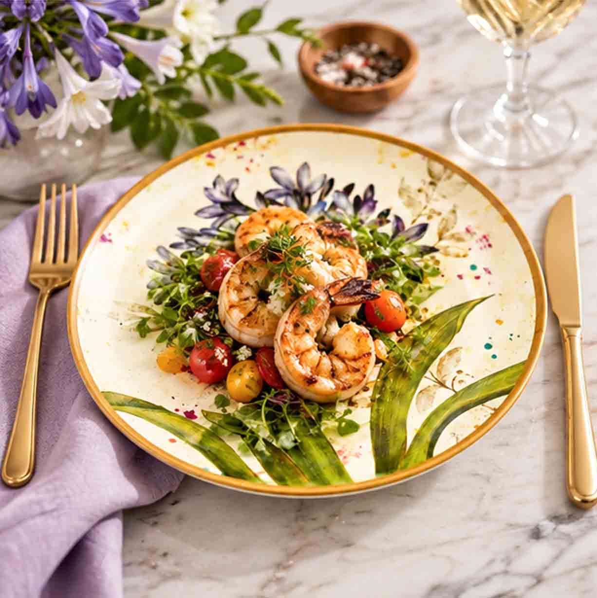 orchid 10 inch china plate in fine dining tablescape