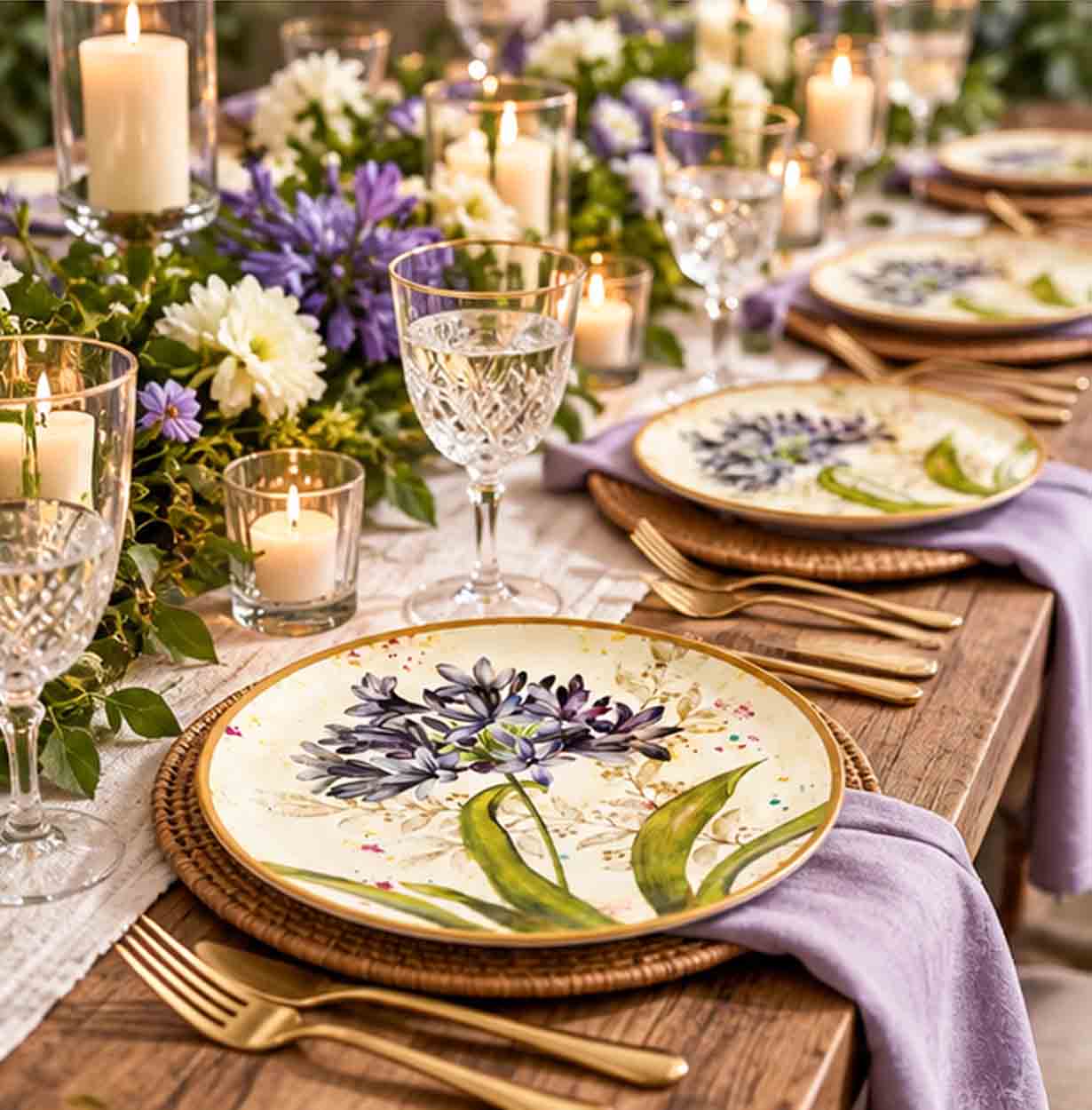orchid 10 inch china plate in formal event tablescape