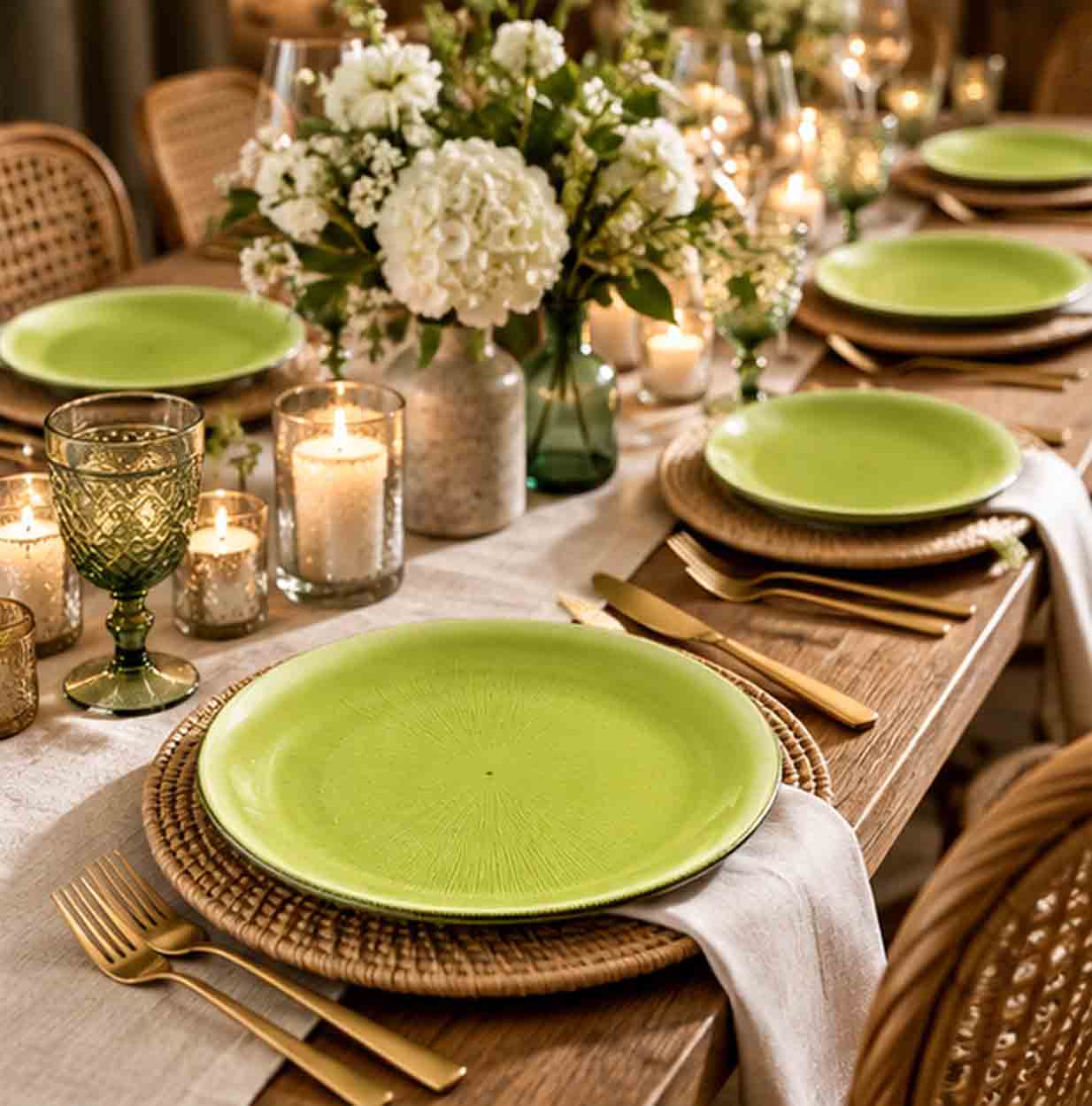ribbed verde 10 inch china plate formal event table setting