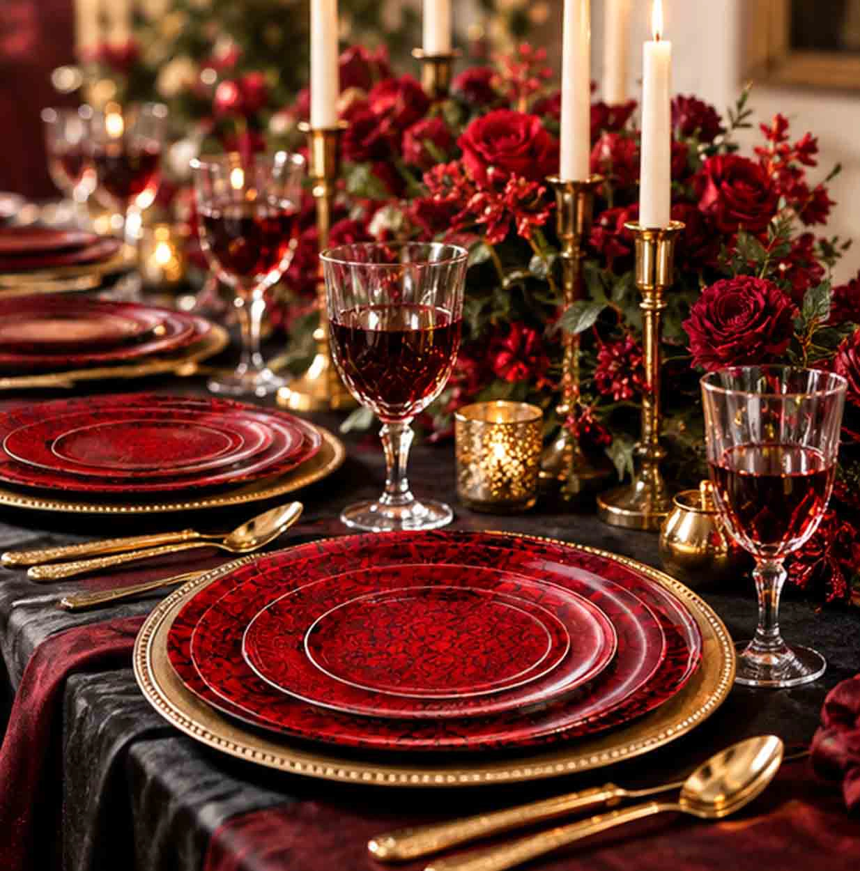 Rosa collection China set in formal event tablescape