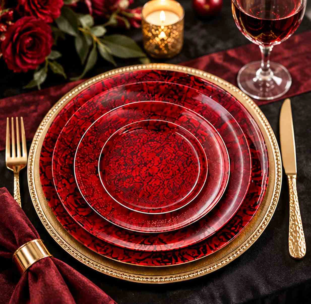rosa collection china set in wedding reception tablescape