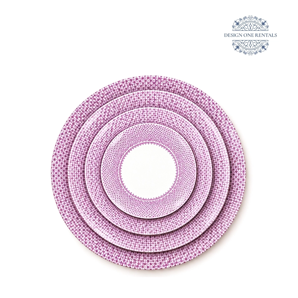 trieste pink colletion china set in white background