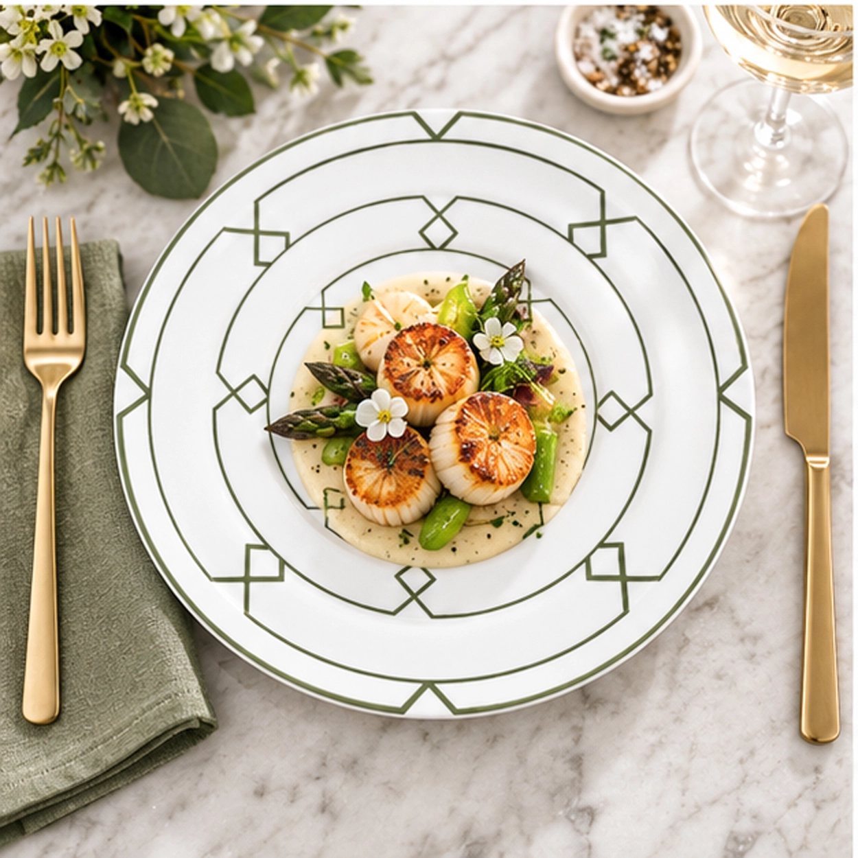 zenith verde collection china set in fine dining table setting