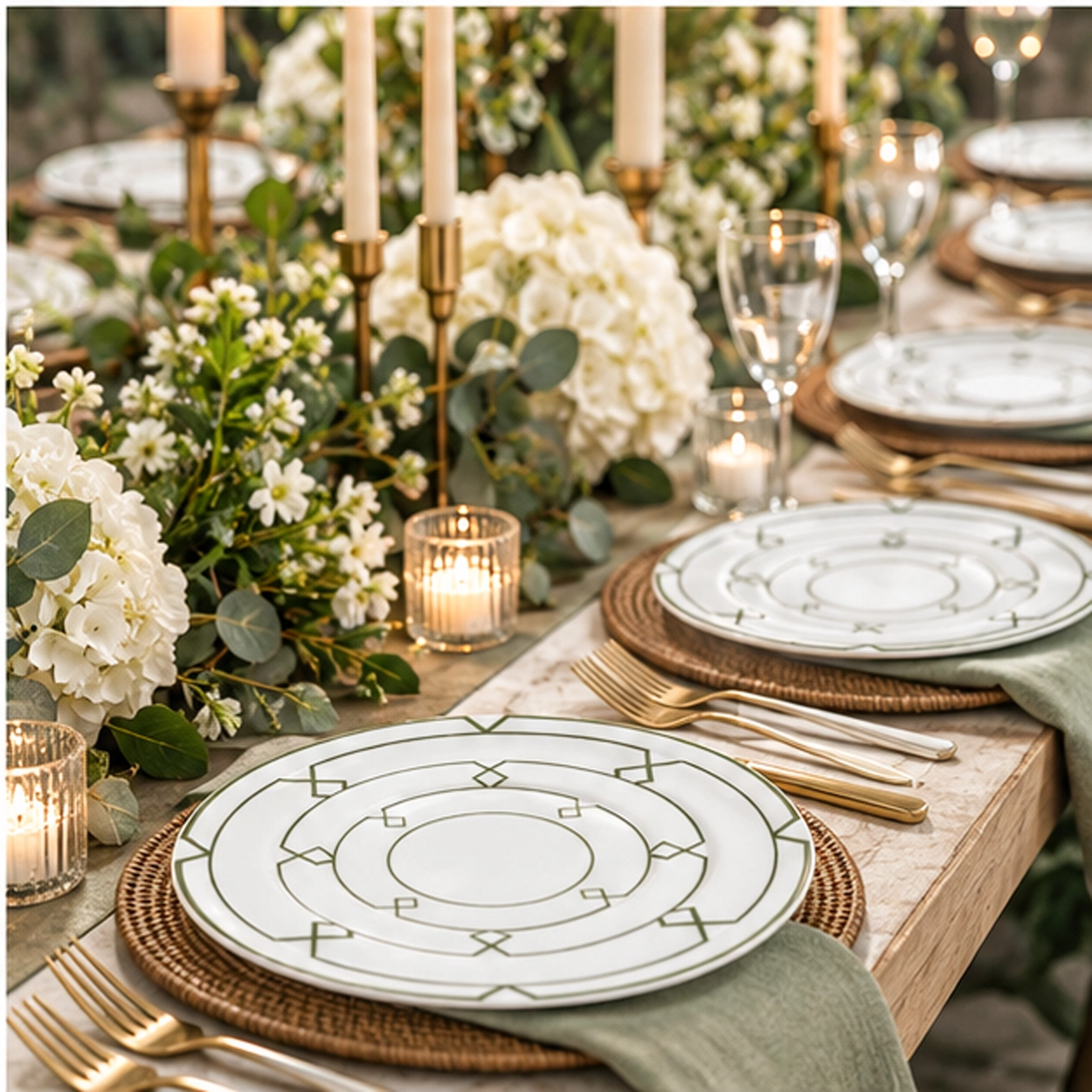 zenith verde collection china set in formal event tablescape
