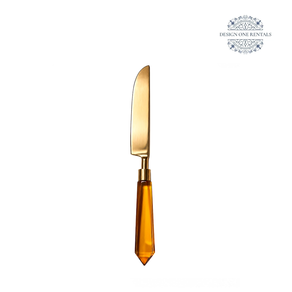 gemma amber collection dinner knife flatware in white background
